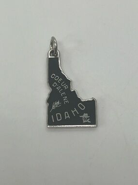 Vtg 925 Sterling Silver Idaho State Cowboy Farmer Wheat Image Black Enamel Charm